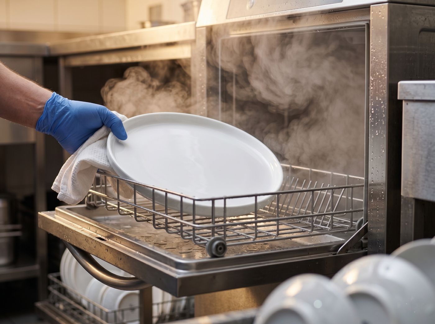 A working professional kitchen at service