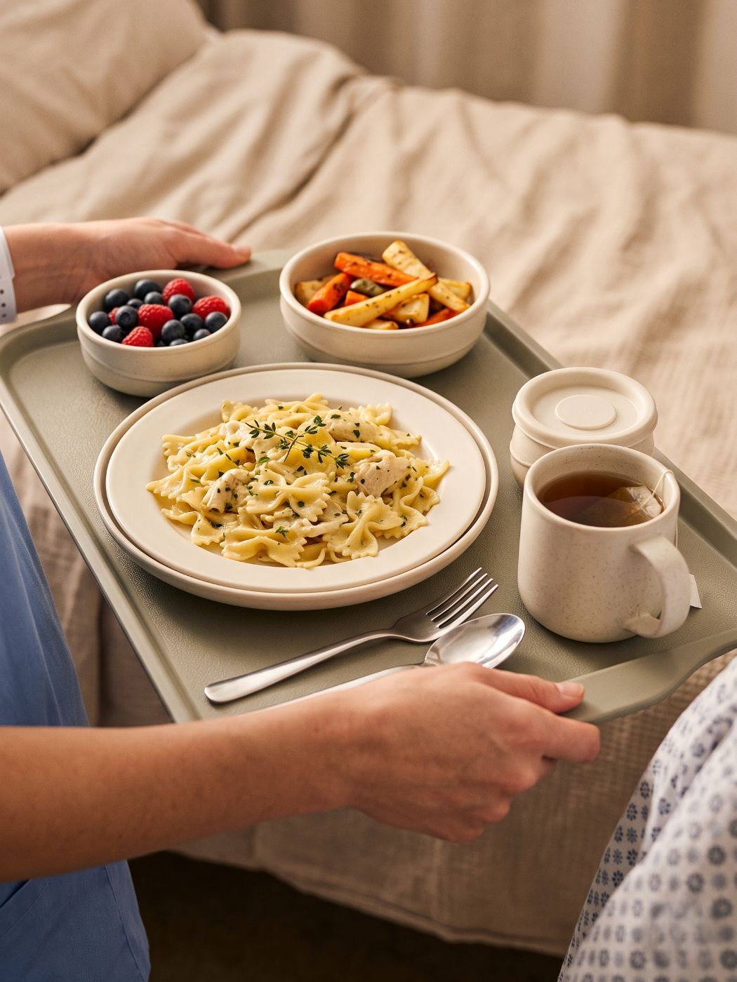 A patient meal-tray service in a healthcare setting