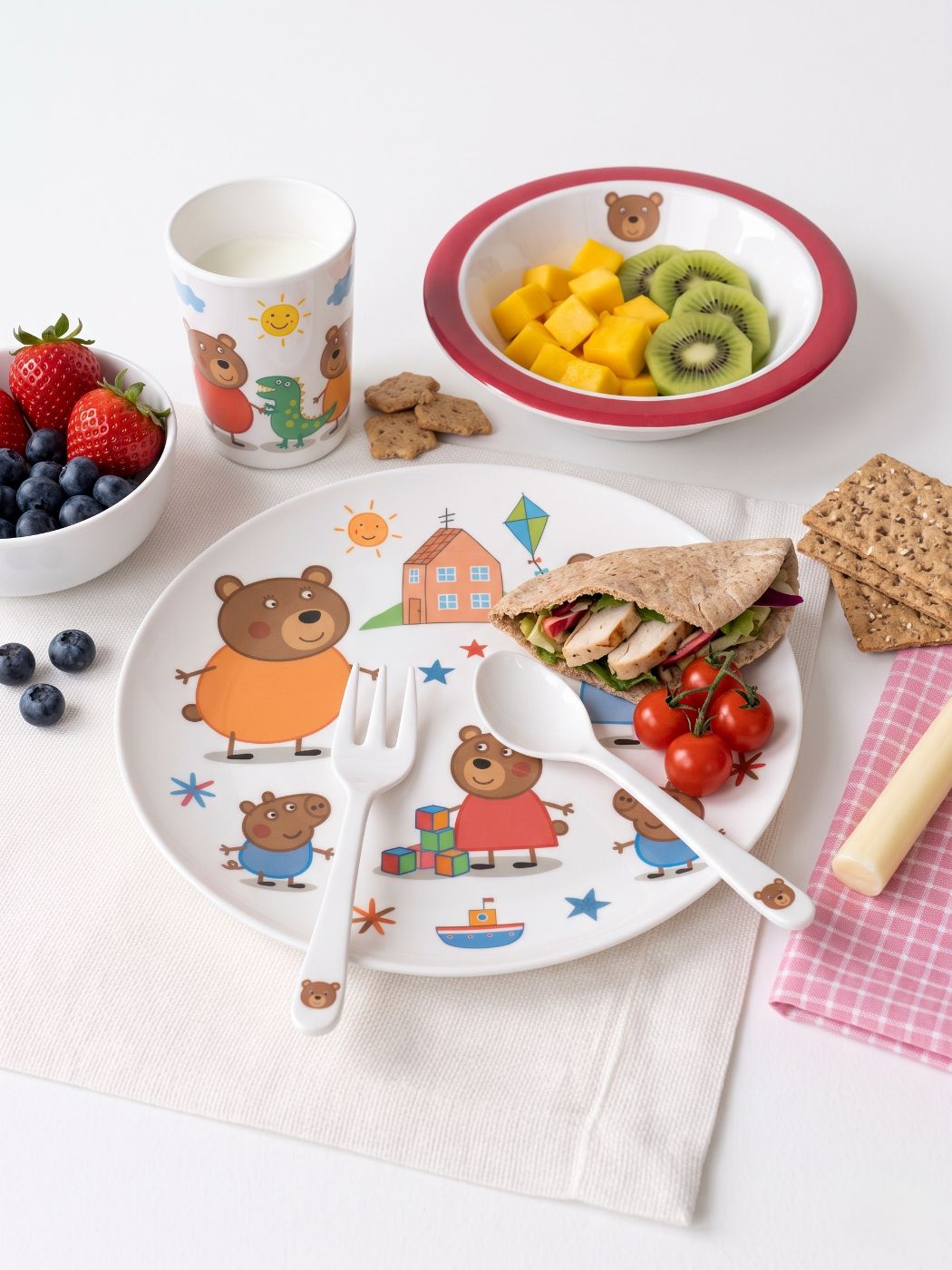 Retail and household tableware on a table setting