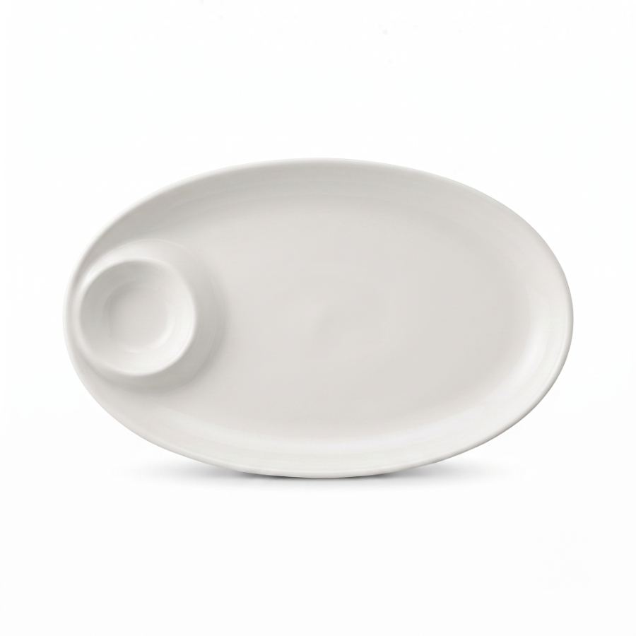 Oval platter with dip well